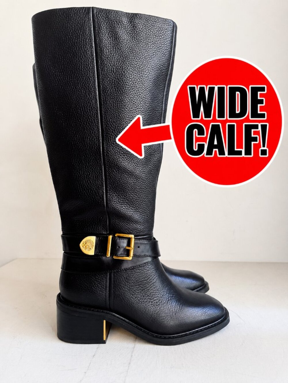 Vince Camuto  Gini Knee High Boots Black Leather 7 Wide Calf